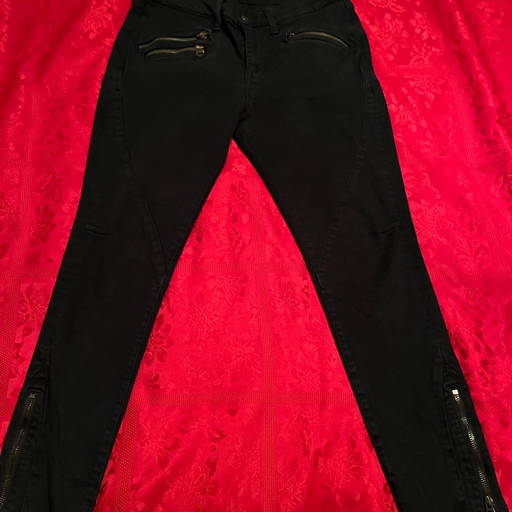 Women’s Ralph Lauren Jeans Tompkins skinny 32x24 Black Polo Zippers